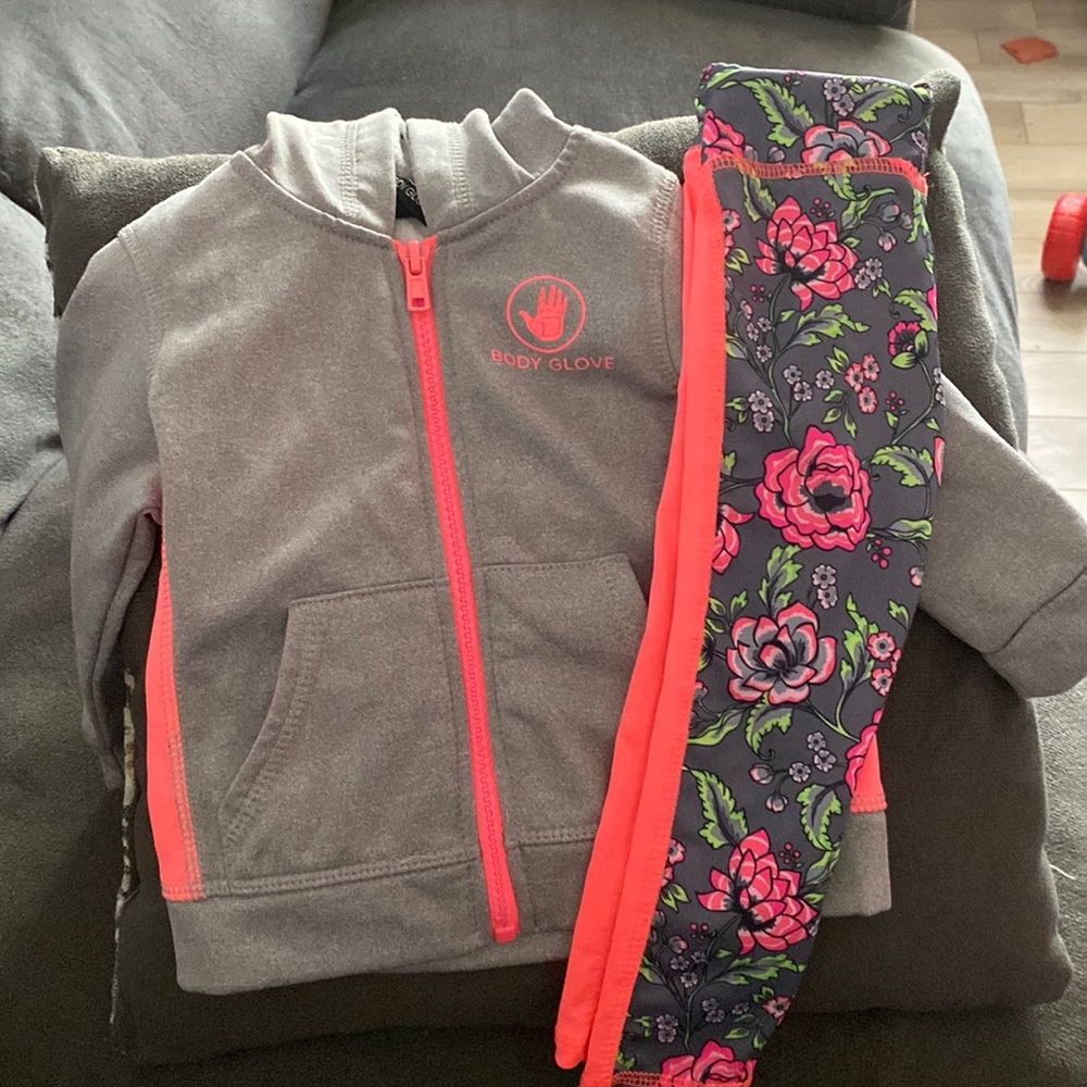 Grey/Coral/Flowery sport set
